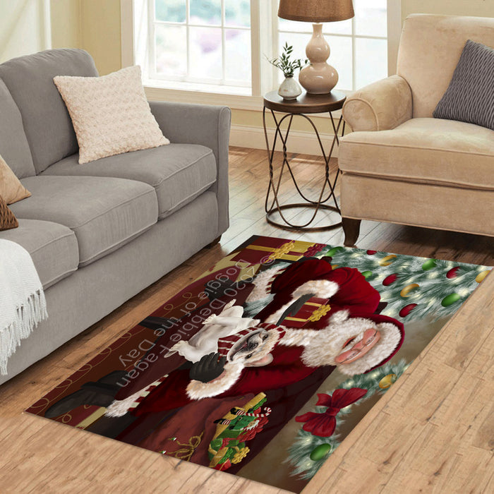 Santa's Christmas Surprise French Bulldog Polyester Living Room Carpet Area Rug ARUG67524