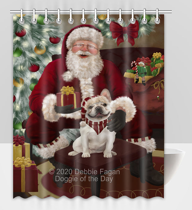 Santa's Christmas Surprise French Bulldog Shower Curtain Bathroom Accessories Decor Bath Tub Screens SC234