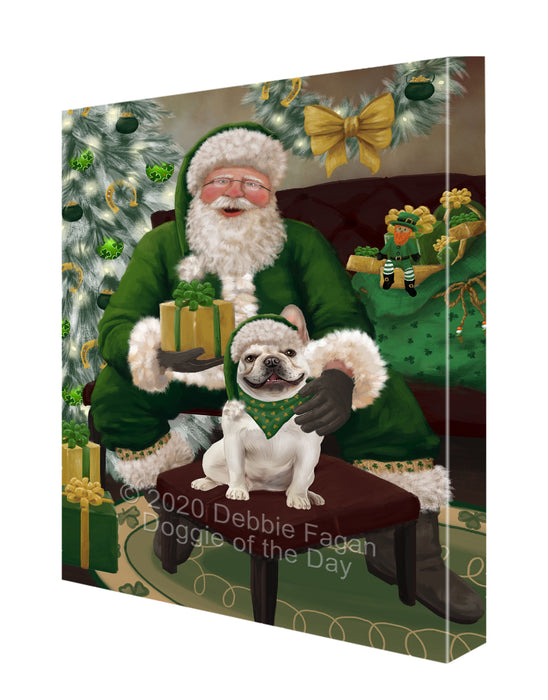 Christmas Irish Santa with Gift and French Bulldog Canvas Print Wall Art Décor CVS147680