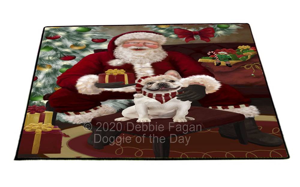 Santa's Christmas Surprise French Bulldog Indoor/Outdoor Welcome Floormat - Premium Quality Washable Anti-Slip Doormat Rug FLMS57445
