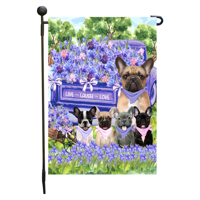 French Bulldogs Garden Flag for Dog and Pet Lovers, Explore a Variety of Designs, Custom, Personalized, Weather Resistant, Double-Sided, Outdoor Garden Yard Decoration