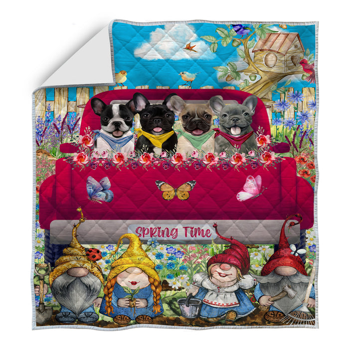 French Bulldog Bed Quilt, Explore a Variety of Designs, Personalized, Custom, Bedding Coverlet Quilted, Pet and Dog Lovers Gift