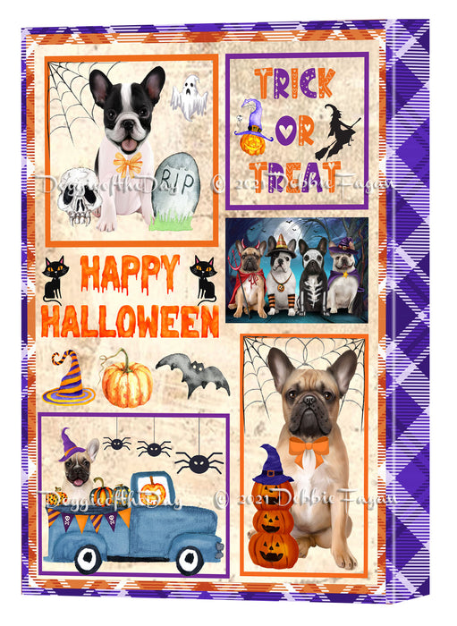 Happy Halloween Trick or Treat French Bulldogs Canvas Wall Art Decor - Premium Quality Canvas Wall Art for Living Room Bedroom Home Office Decor Ready to Hang CVS150506