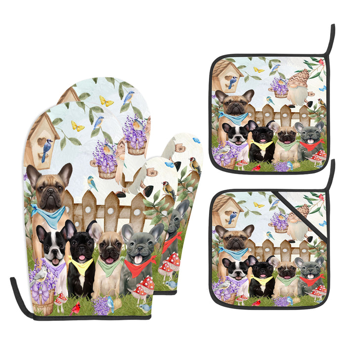 French Bulldog Oven Mitts and Pot Holder Set, Kitchen Gloves for Cooking with Potholders, Explore a Variety of Custom Designs, Personalized, Pet & Dog Gifts