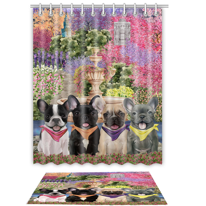 French Bulldog Shower Curtain & Bath Mat Set: Explore a Variety of Designs, Custom, Personalized, Curtains with hooks and Rug Bathroom Decor, Gift for Dog and Pet Lovers