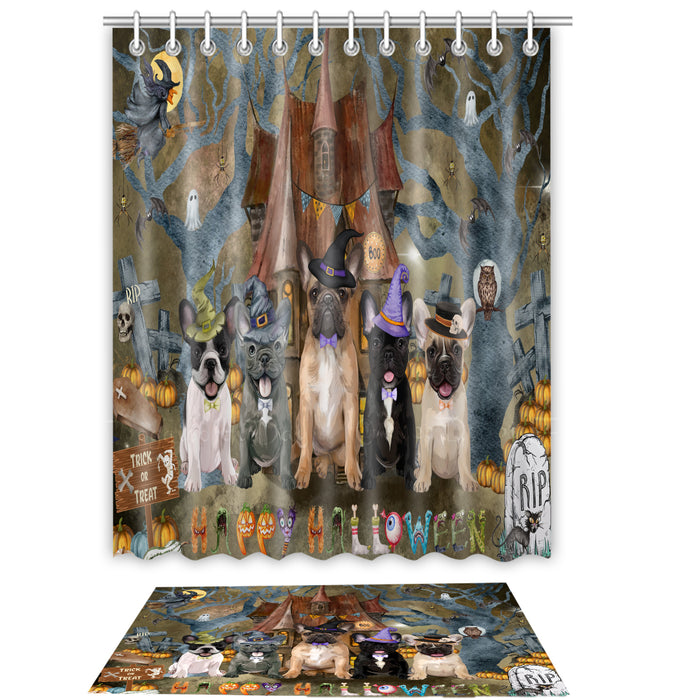 French Bulldog Shower Curtain & Bath Mat Set, Bathroom Decor Curtains with hooks and Rug, Explore a Variety of Designs, Personalized, Custom, Dog Lover's Gifts