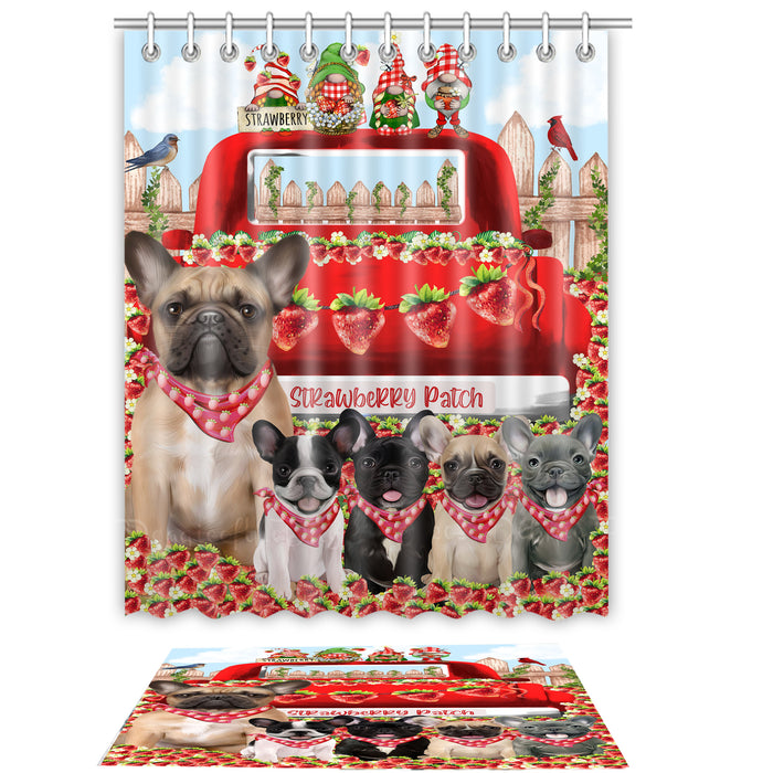 French Bulldog Shower Curtain with Bath Mat Combo: Curtains with hooks and Rug Set Bathroom Decor, Custom, Explore a Variety of Designs, Personalized, Pet Gift for Dog Lovers