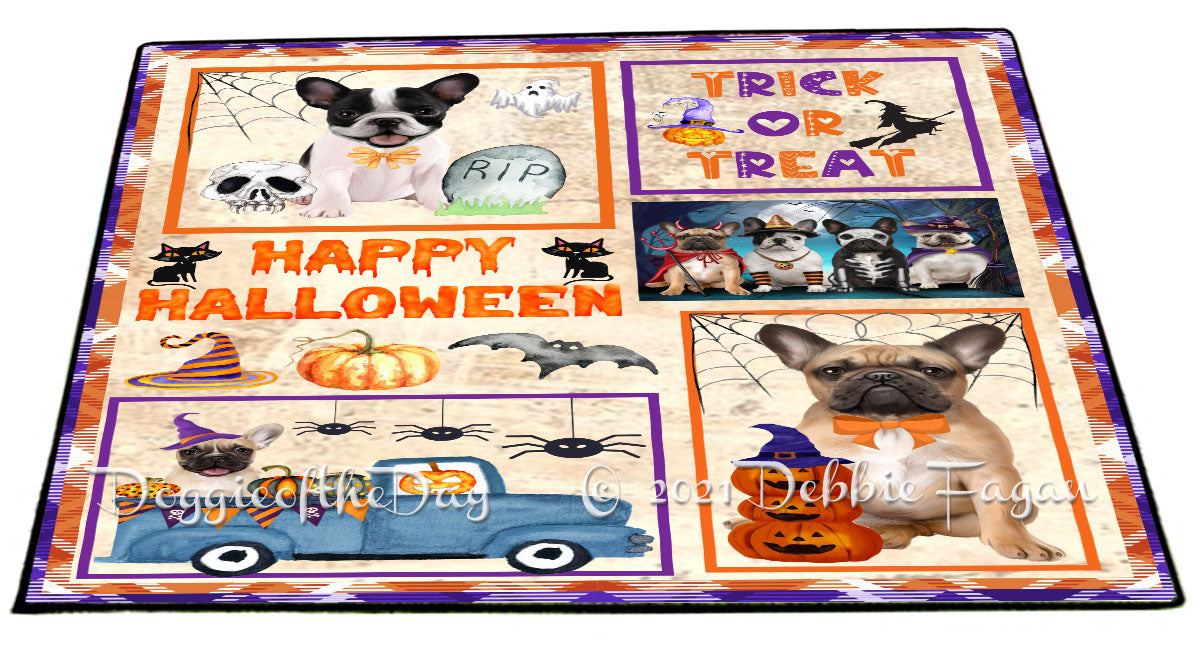 Happy Halloween Trick or Treat French Bulldogs Indoor/Outdoor Welcome Floormat - Premium Quality Washable Anti-Slip Doormat Rug FLMS58093
