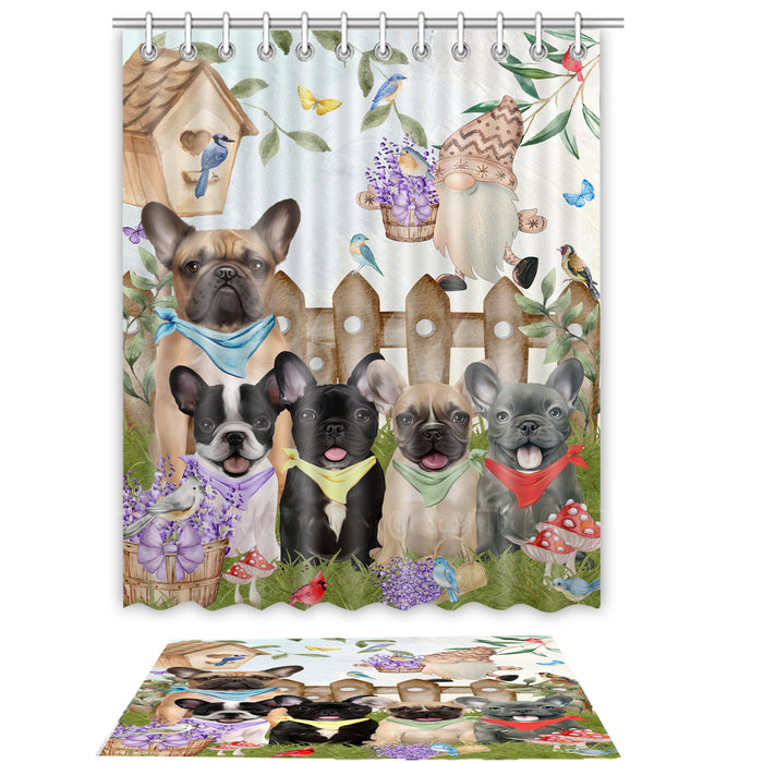French Bulldog Shower Curtain with Bath Mat Set: Explore a Variety of Designs, Personalized, Custom, Curtains and Rug Bathroom Decor, Dog and Pet Lovers Gift