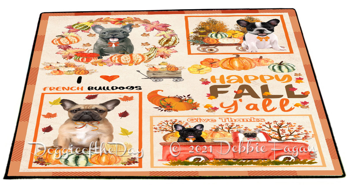 Happy Fall Y'all Pumpkin French Bulldogs Indoor/Outdoor Welcome Floormat - Premium Quality Washable Anti-Slip Doormat Rug FLMS58633