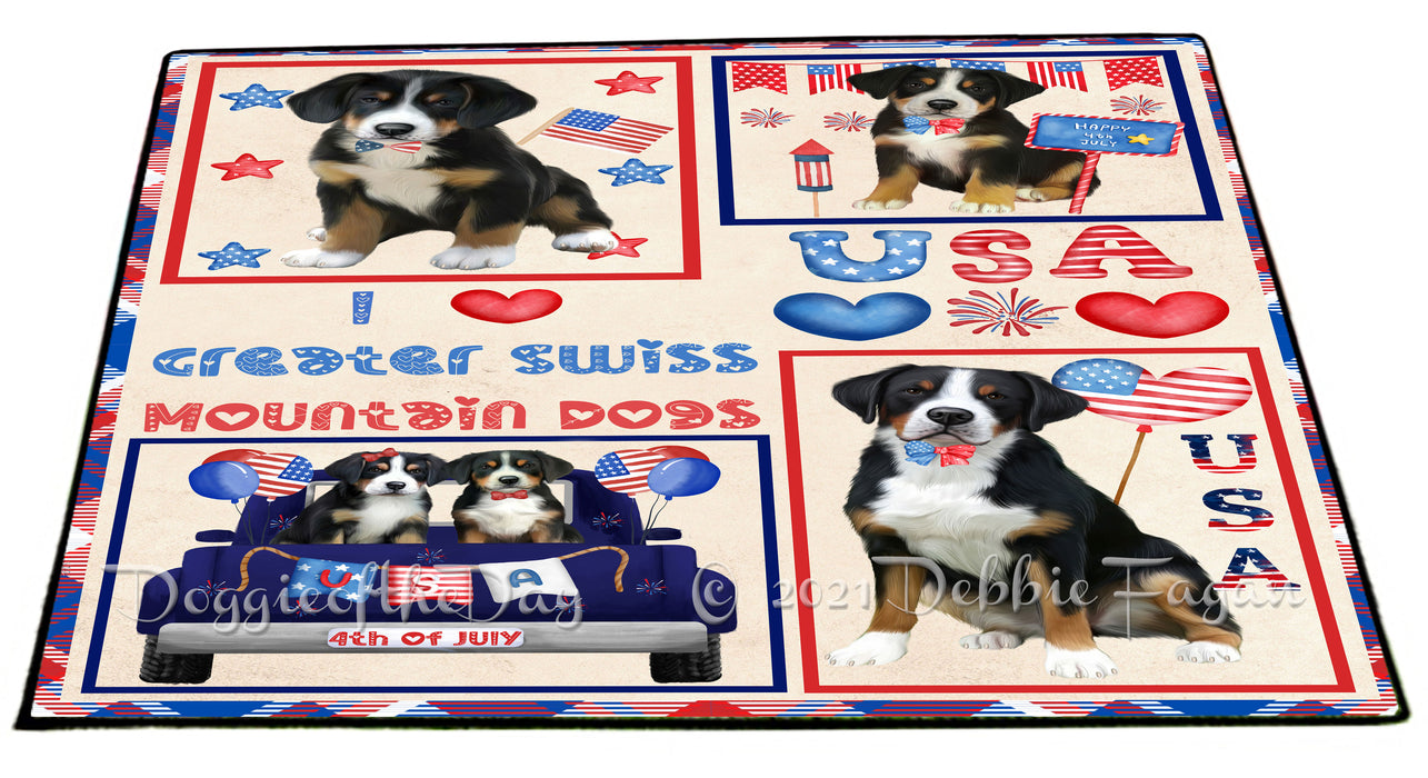 4th of July Independence Day I Love USA Greater Swiss Mountain Dogs Floormat FLMS56221 Floormat FLMS56221