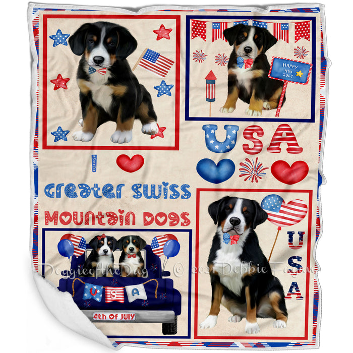 4th of July Independence Day I Love USA Great Pyrenees Dogs Blanket BLNKT143509
