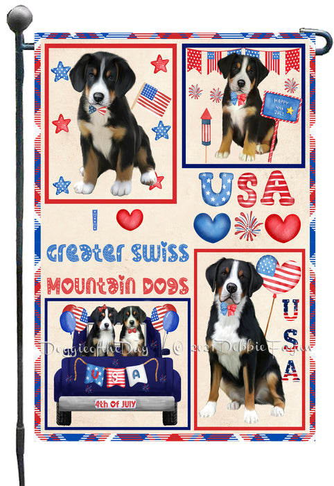 4th of July Independence Day I Love USA Greater Swiss Mountain Dogs Garden Flag GFLG66905