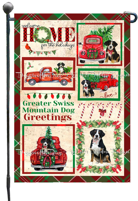 Welcome Home for Christmas Holidays Greater Swiss Mountain Dogs Garden Flag GFLG67014