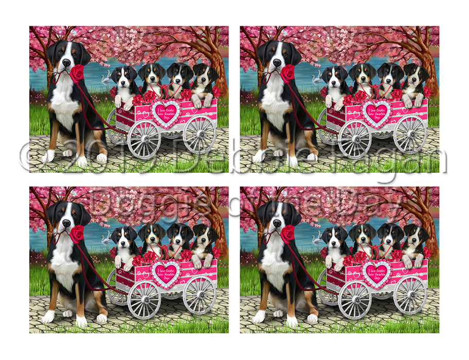 I Love Greater Swiss Mountain Dogs in a Cart Placemat