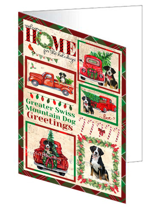 Welcome Home for Christmas Holidays Greater Swiss Mountain Dogs Handmade Artwork Assorted Pets Greeting Cards and Note Cards with Envelopes for All Occasions and Holiday Seasons GCD76193