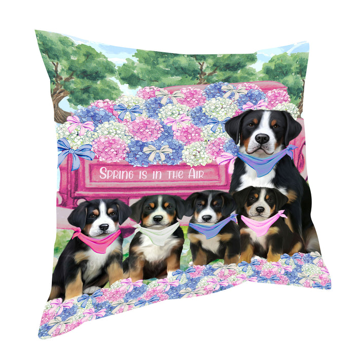 Greater Swiss Mountain Pillow, Explore a Variety of Personalized Designs, Custom, Throw Pillows Cushion for Sofa Couch Bed, Dog Gift for Pet Lovers