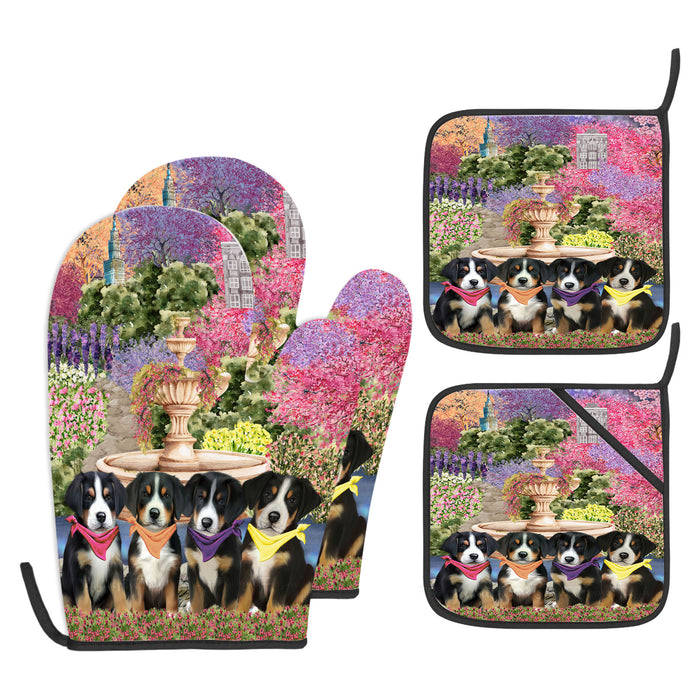 Greater Swiss Mountain Oven Mitts and Pot Holder Set, Explore a Variety of Personalized Designs, Custom, Kitchen Gloves for Cooking with Potholders, Pet and Dog Gift Lovers