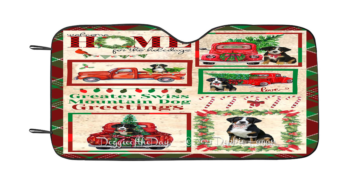 Welcome Home for Christmas Holidays Greater Swiss Mountain Dogs Car Sun Shade Cover Curtain