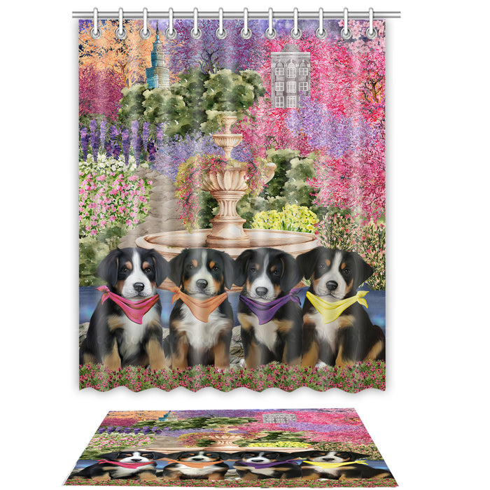 Greater Swiss Mountain Shower Curtain with Bath Mat Set: Explore a Variety of Designs, Personalized, Custom, Curtains and Rug Bathroom Decor, Dog and Pet Lovers Gift