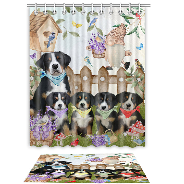 Greater Swiss Mountain Shower Curtain with Bath Mat Set, Custom, Curtains and Rug Combo for Bathroom Decor, Personalized, Explore a Variety of Designs, Dog Lover's Gifts
