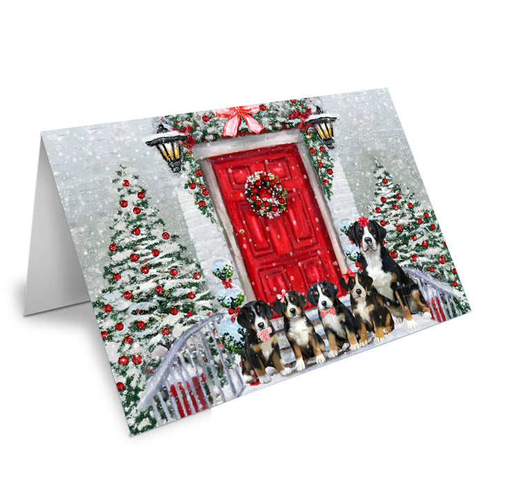 Christmas Holiday Welcome Greater Swiss Mountain Dog Handmade Artwork Assorted Pets Greeting Cards and Note Cards with Envelopes for All Occasions and Holiday Seasons