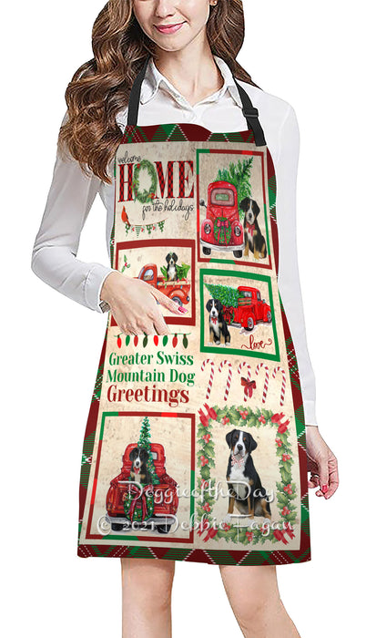 Welcome Home for Holidays Greater Swiss Mountain Dogs Apron Apron48417