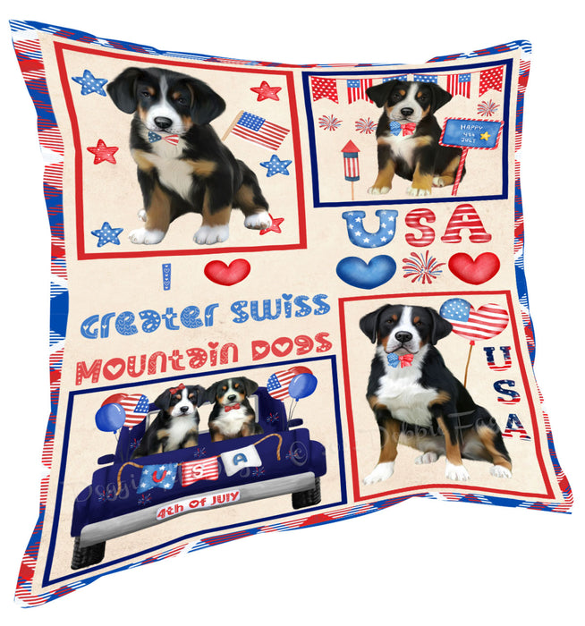 4th of July Independence Day I Love USA Great Pyrenees Dogs Pillow with Top Quality High-Resolution Images - Ultra Soft Pet Pillows for Sleeping - Reversible & Comfort - Ideal Gift for Dog Lover - Cushion for Sofa Couch Bed - 100% Polyester