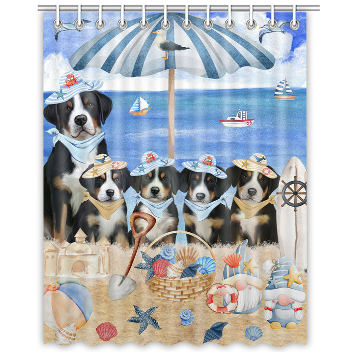 Greater Swiss Mountain Shower Curtain, Explore a Variety of Custom Designs, Personalized, Waterproof Bathtub Curtains with Hooks for Bathroom, Gift for Dog and Pet Lovers