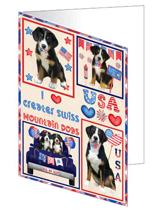 4th of July Independence Day I Love USA Great Pyrenees Dogs Handmade Artwork Assorted Pets Greeting Cards and Note Cards with Envelopes for All Occasions and Holiday Seasons
