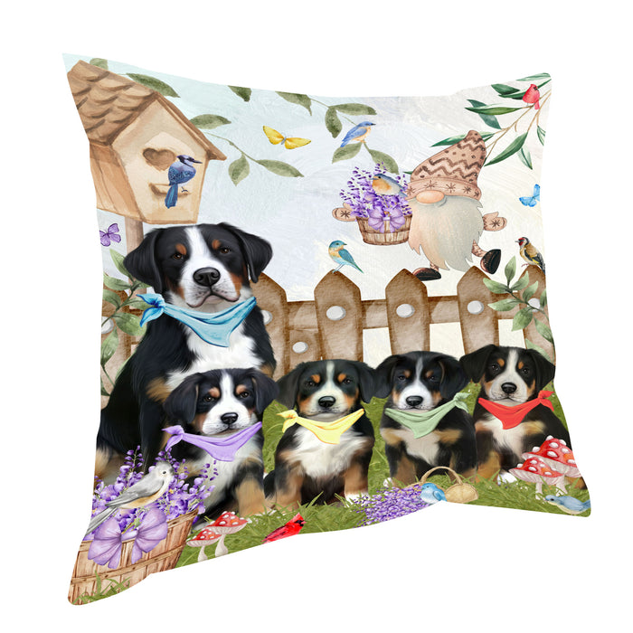 Greater Swiss Mountain Pillow: Cushion for Sofa Couch Bed Throw Pillows, Personalized, Explore a Variety of Designs, Custom, Pet and Dog Lovers Gift