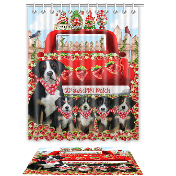 Greater Swiss Mountain Shower Curtain & Bath Mat Set, Bathroom Decor Curtains with hooks and Rug, Explore a Variety of Designs, Personalized, Custom, Dog Lover's Gifts