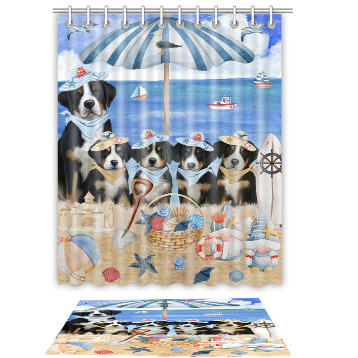 Greater Swiss Mountain Shower Curtain & Bath Mat Set - Explore a Variety of Personalized Designs - Custom Rug and Curtains with hooks for Bathroom Decor - Pet and Dog Lovers Gift