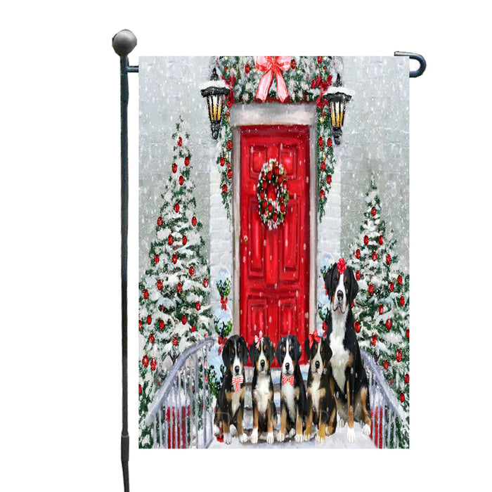 Christmas Holiday Welcome Greater Swiss Mountain Dogs Garden Flags- Outdoor Double Sided Garden Yard Porch Lawn Spring Decorative Vertical Home Flags 12 1/2"w x 18"h