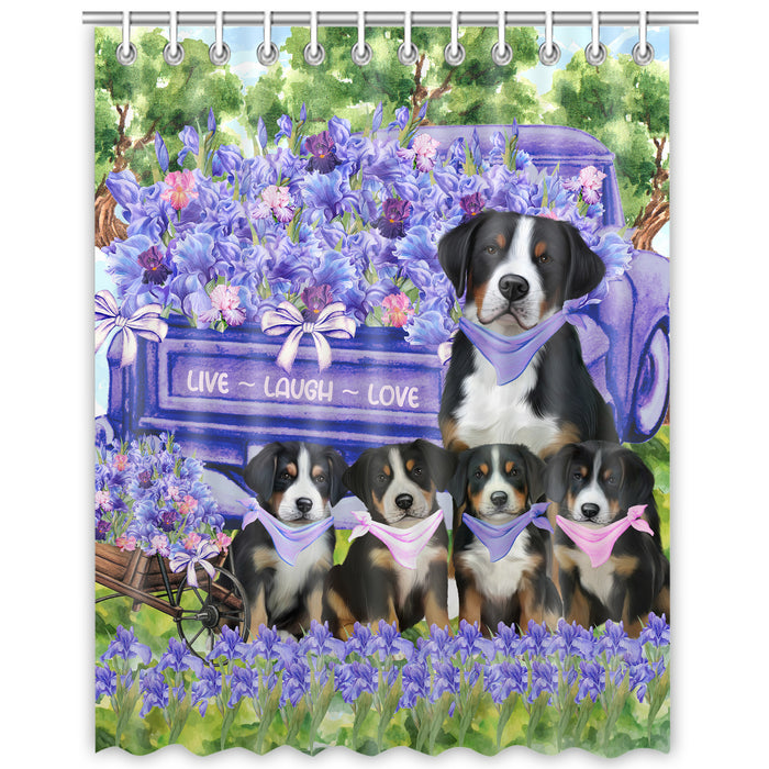 Greater Swiss Mountain Shower Curtain: Explore a Variety of Designs, Personalized, Custom, Waterproof Bathtub Curtains for Bathroom Decor with Hooks, Pet Gift for Dog Lovers