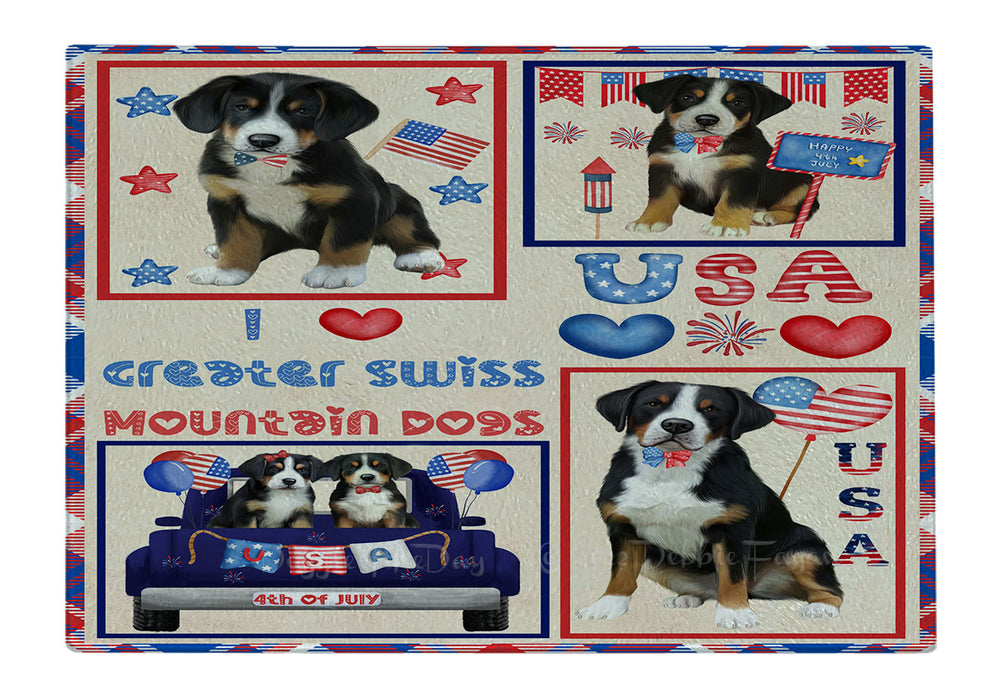 4th of July Independence Day I Love USA Great Pyrenees Dogs Cutting Board - For Kitchen - Scratch & Stain Resistant - Designed To Stay In Place - Easy To Clean By Hand - Perfect for Chopping Meats, Vegetables