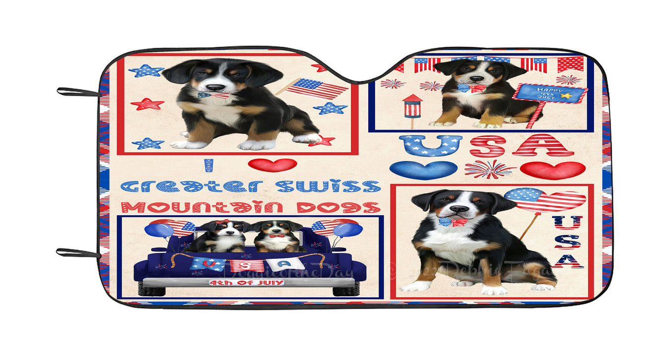 4th of July Independence Day I Love USA Great Pyrenees Dogs Car Sun Shade Cover Curtain
