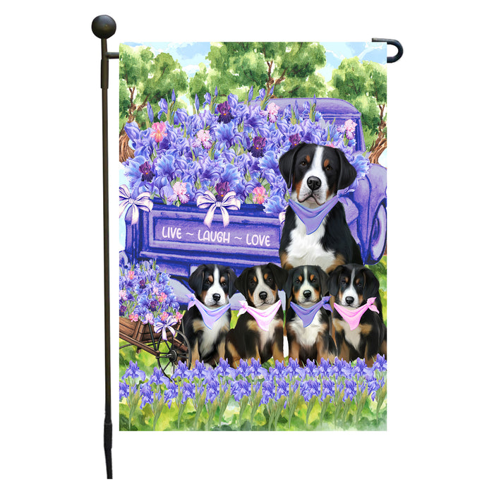 Greater Swiss Mountain Dogs Garden Flag for Dog and Pet Lovers, Explore a Variety of Designs, Custom, Personalized, Weather Resistant, Double-Sided, Outdoor Garden Yard Decoration