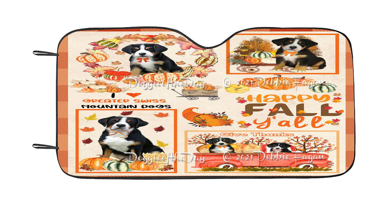 Happy Fall Y'all Pumpkin Greater Swiss Mountain Dogs Car Sun Shade Cover Curtain