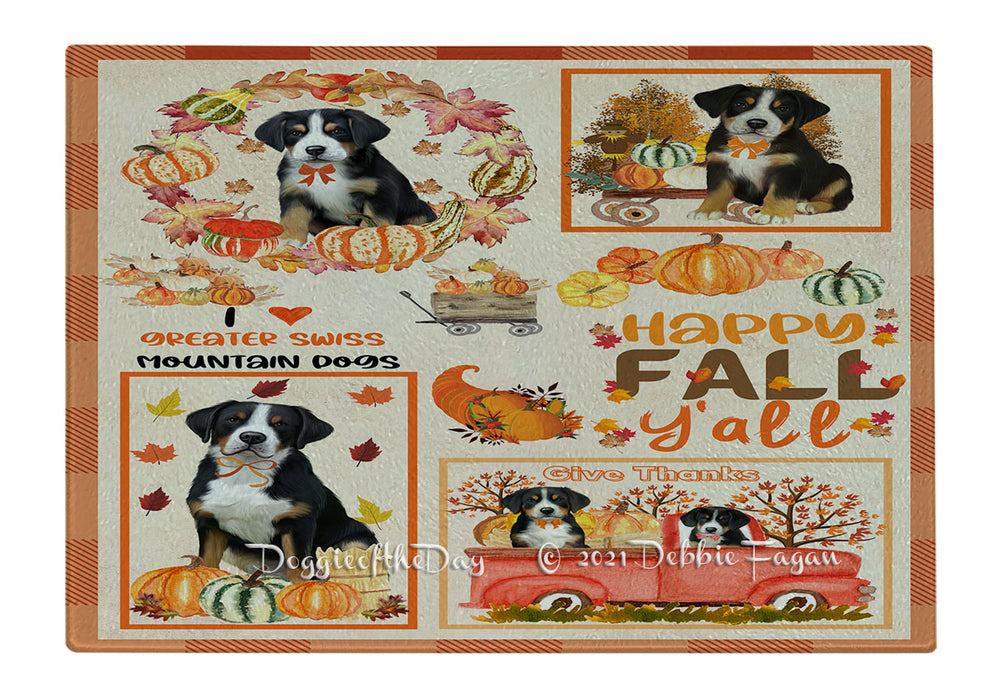 Happy Fall Y'all Pumpkin Greater Swiss Mountain Dogs Cutting Board - Easy Grip Non-Slip Dishwasher Safe Chopping Board Vegetables C79900