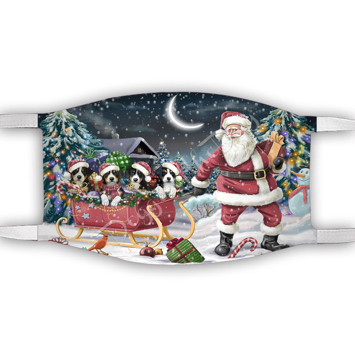 Santa Sled Dogs Christmas Happy Holidays Greater Swiss Mountain Dogs Face Mask FM49003