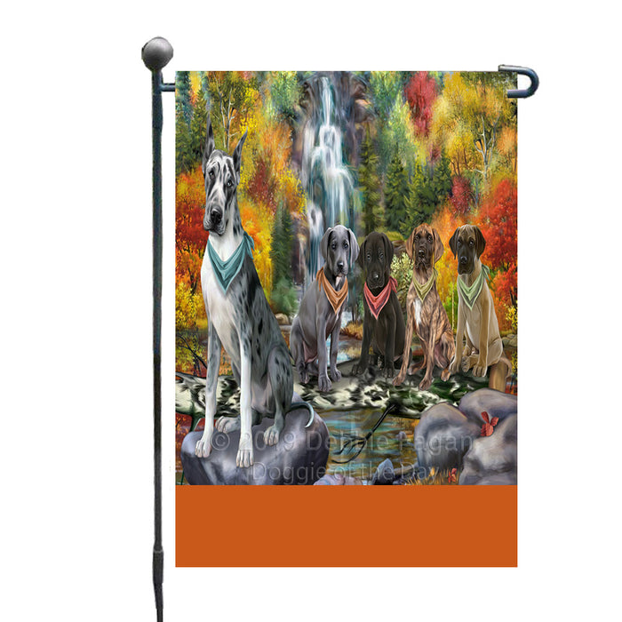 Personalized Scenic Waterfall Great Dane Dogs Custom Garden Flags GFLG-DOTD-A60826