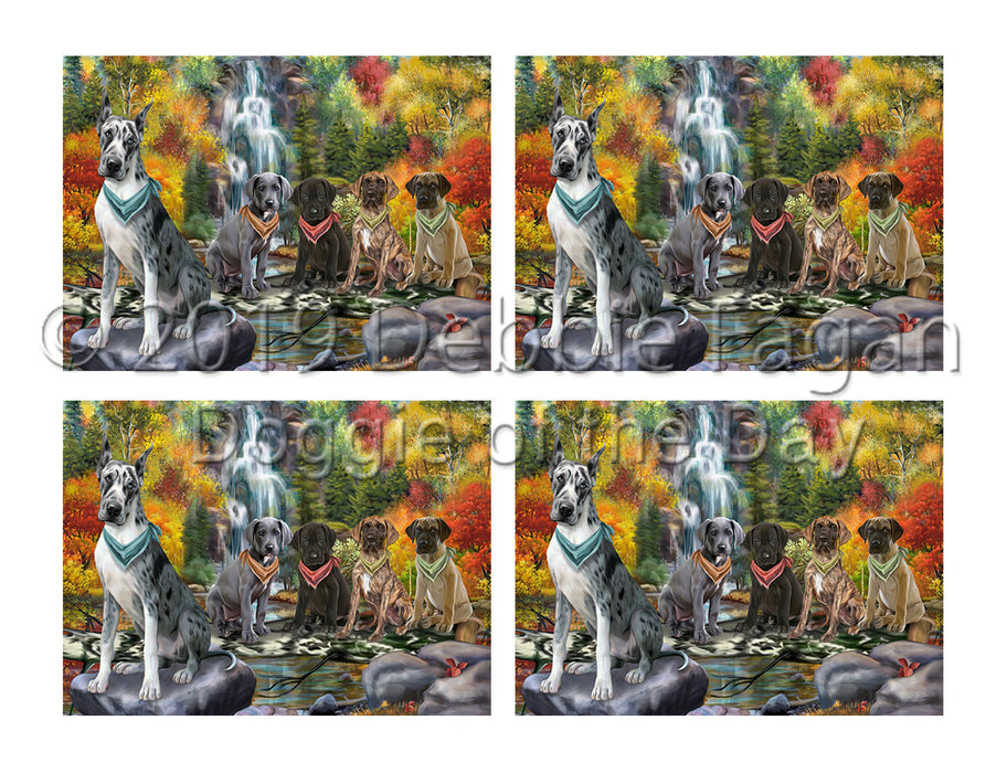Scenic Waterfall Great Dane Dogs Placemat