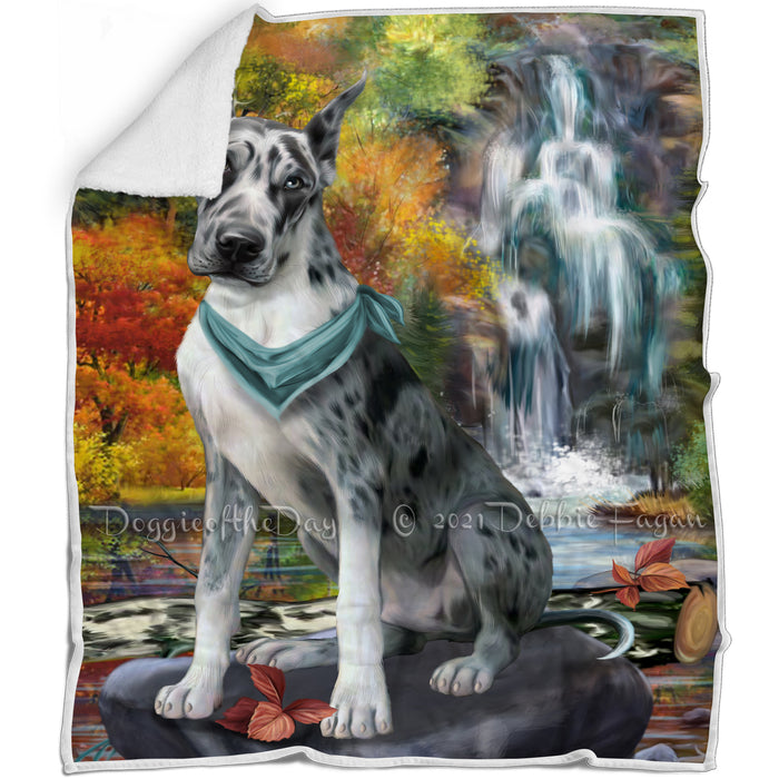 Scenic Waterfall Great Dane Dog Blanket BLNKT67575