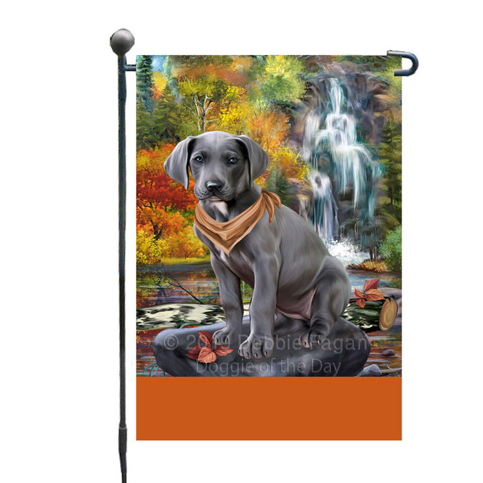 Personalized Scenic Waterfall Great Dane Dog Custom Garden Flags GFLG-DOTD-A60828