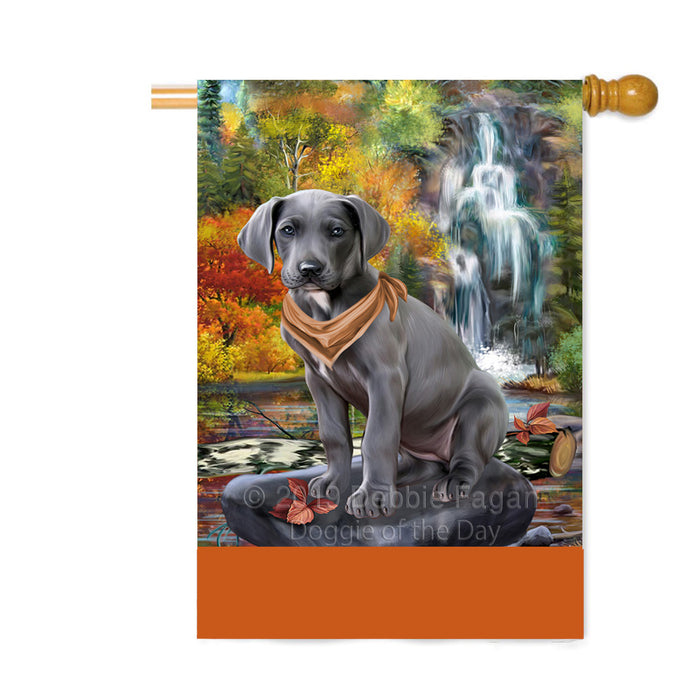 Personalized Scenic Waterfall Great Dane Dog Custom House Flag FLG-DOTD-A60884