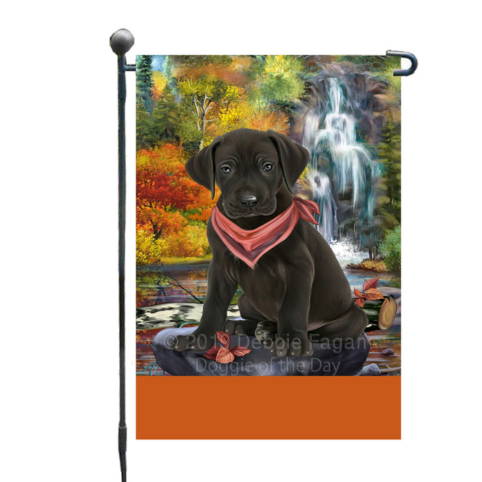 Personalized Scenic Waterfall Great Dane Dog Custom Garden Flags GFLG-DOTD-A60829