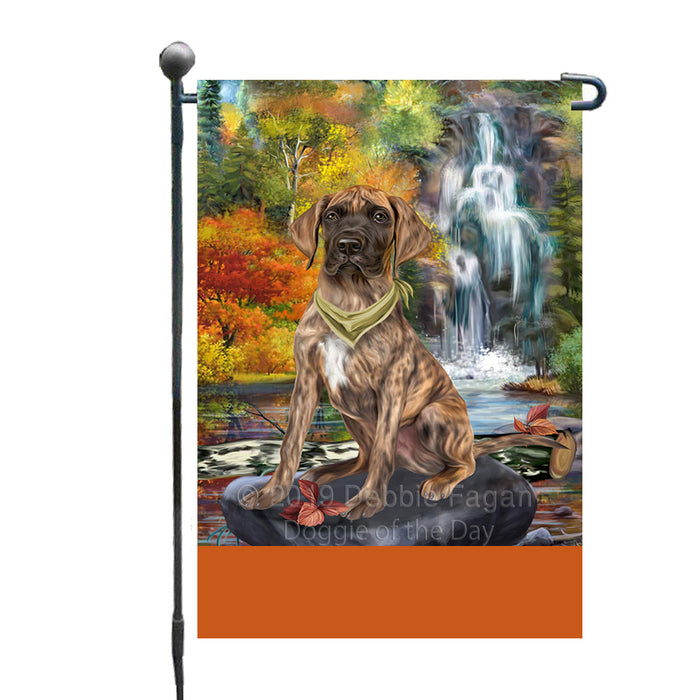 Personalized Scenic Waterfall Great Dane Dog Custom Garden Flags GFLG-DOTD-A60831