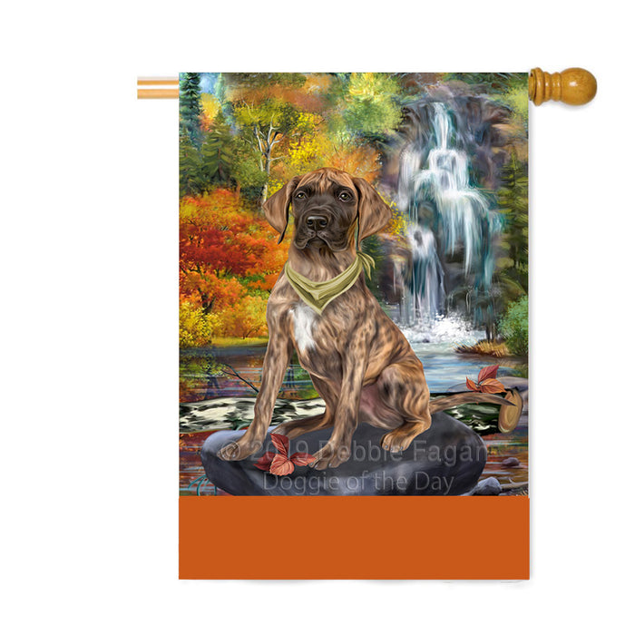 Personalized Scenic Waterfall Great Dane Dog Custom House Flag FLG-DOTD-A60887