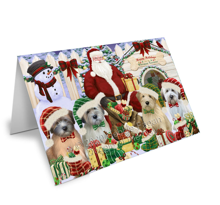 Christmas Dog House Wheaten Terriers Dog Handmade Artwork Assorted Pets Greeting Cards and Note Cards with Envelopes for All Occasions and Holiday Seasons GCD61865